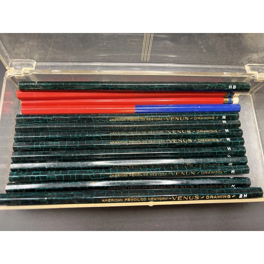 Lot Of 17 Vintage American Pencil Venus Unique Drawing H/2H/HB/Red/1207/1211